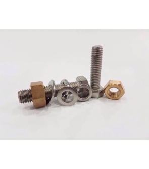 BOLT SS , SPRING WASHER,FLAT WASHER & BRASS NUT  :  ½" X 2"
