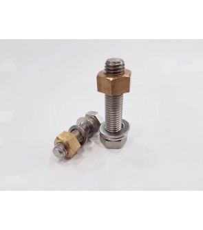 BOLT SS , SPRING WASHER,FLAT WASHER & BRASS NUT  :  ½" X 2¼"