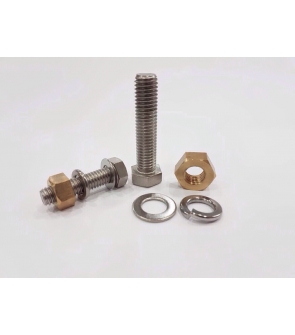 BOLT SS , SPRING WASHER,FLAT WASHER & BRASS NUT  :  ¾" X 3½"
