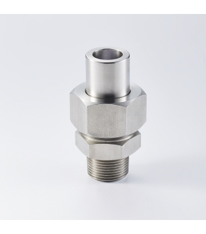 MALE UNION COUPLING (SS304)  :  2" NB x 2" NPT SS NIPPLE C/W BRASS NUT